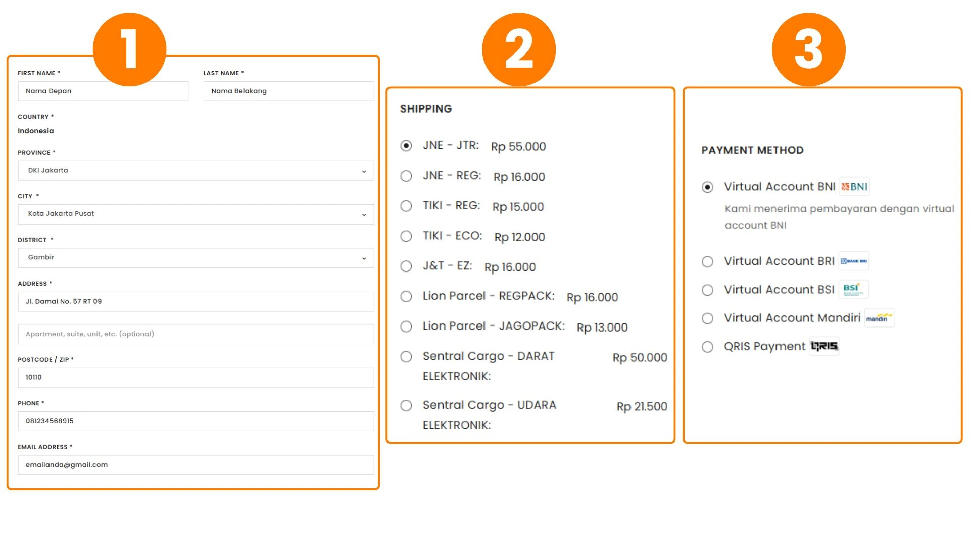 Masukkan informasi pengiriman